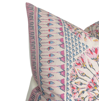 Cairo Pillow Cover in Pink and Coral, Thibaut Pillows
