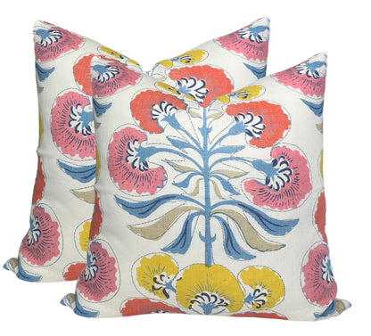 Tybee Tree Pillow Cover in Coral + Yellow, Thibaut Pillows