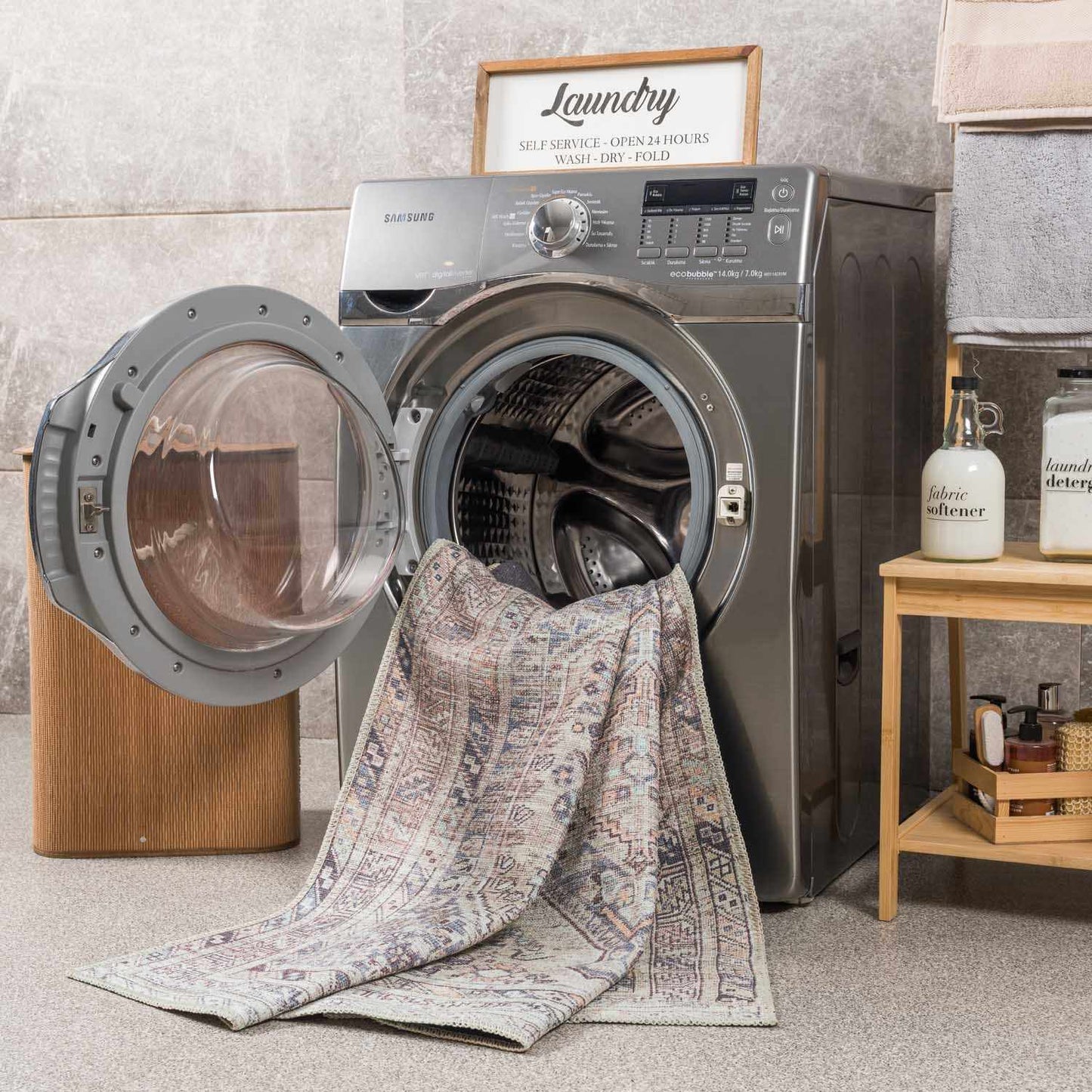 Barny Tan Washable Area Rug
