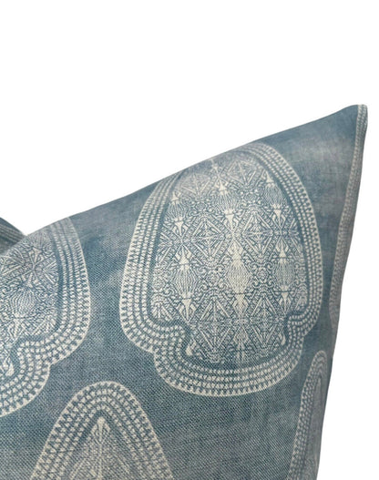 Artemis Distressed Pillow Cover in Lake Blue, Susan Connor Textiles