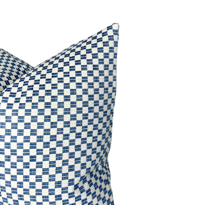 Elkhart Pillow Cover in Blue, Schumacher Textiles