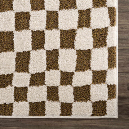Lajos Brown Checkered Shag Rug - Clearance