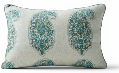 Isfahan Paisley Pillow Cover in Blue Green, Peter Dunham Textiles