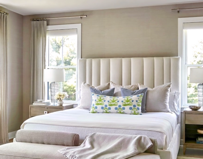 Mughal Pillow Cover in Sky Blue and Pistachio, Schumacher Textiles