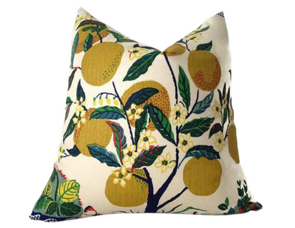 Citrus Garden Linen Pillow Cover, Schumacher Textiles