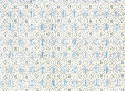 Edward Floral Pillow Cover in Blue and Green, Merika Meyer Textiles