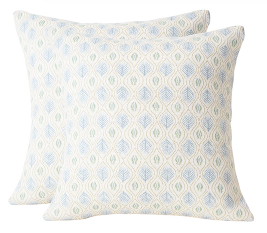 Edward Floral Pillow Cover in Blue and Green, Merika Meyer Textiles
