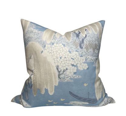 Willow Tree Pillow Cover in Soft Blue, Thibaut Pillows