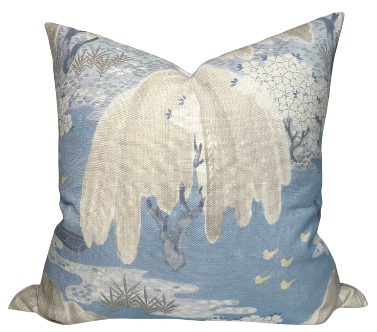 Willow Tree Pillow Cover in Soft Blue, Thibaut Pillows