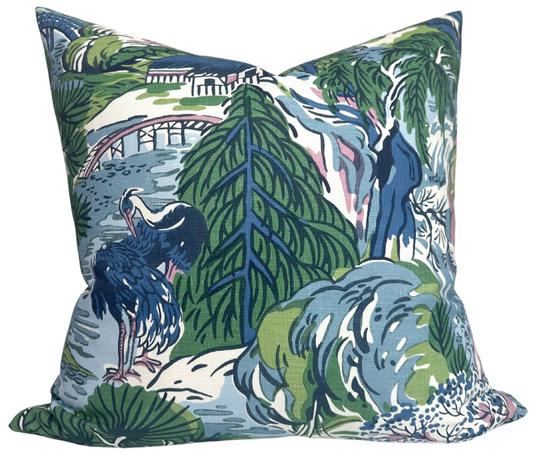 Pagoda Pillow Cover in Blue, Thibaut Pillows