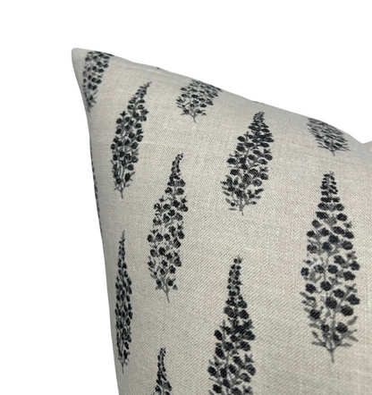 Hollyhock Pillow Cover in Jet, McLaurin + Piercy Textiles