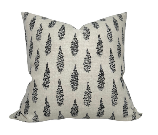 Hollyhock Pillow Cover in Jet, McLaurin + Piercy Textiles