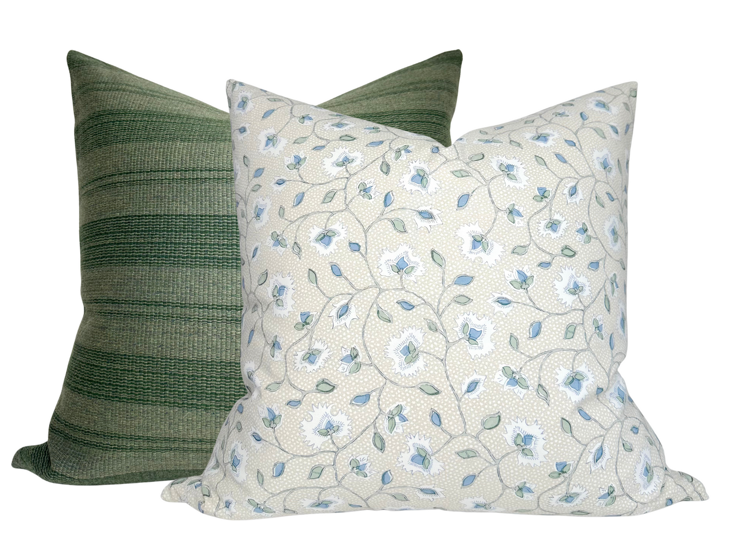Striped Woven Pillow Cover in Forest Green