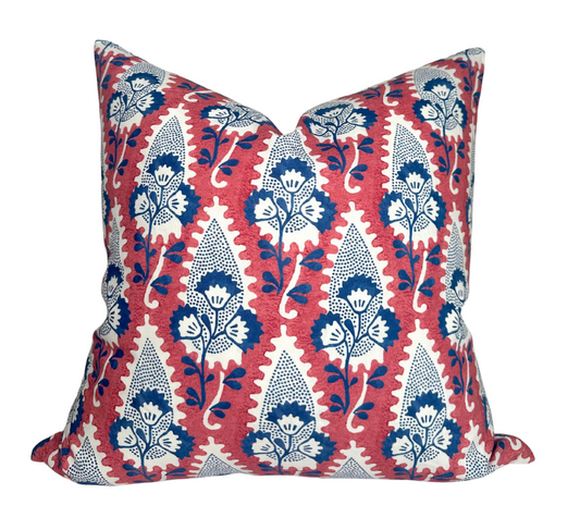 Cornwall Floral Pillow Cover in Red, Thibaut Pillows