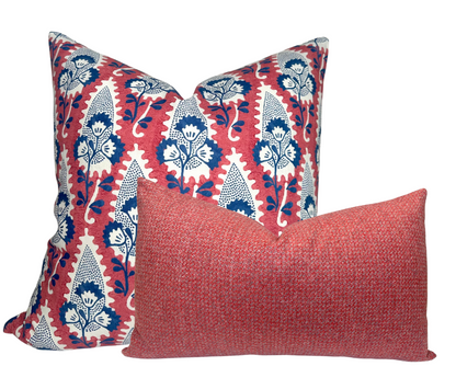 Cornwall Floral Pillow Cover in Red, Thibaut Pillows