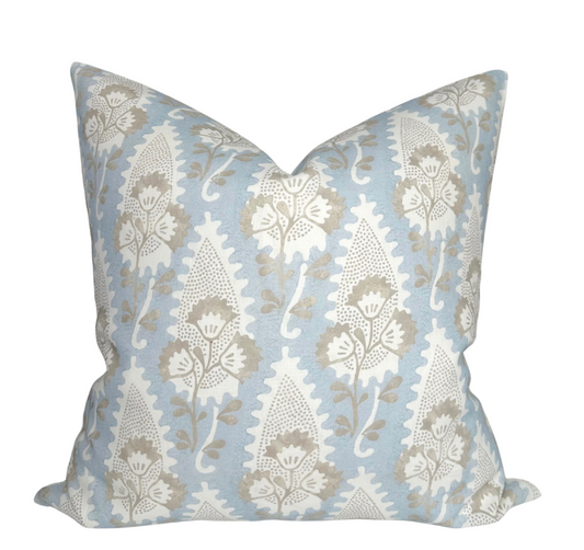 Cornwall Floral Pillow Cover in Sky Blue, Thibaut Pillows