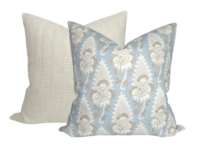 Cornwall Floral Pillow Cover in Sky Blue, Thibaut Pillows