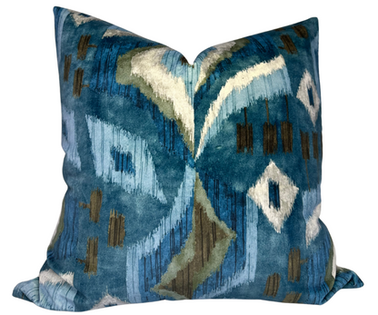 Artesian Velvet Pillow Cover in Mineral Blue, Thibaut Pillows