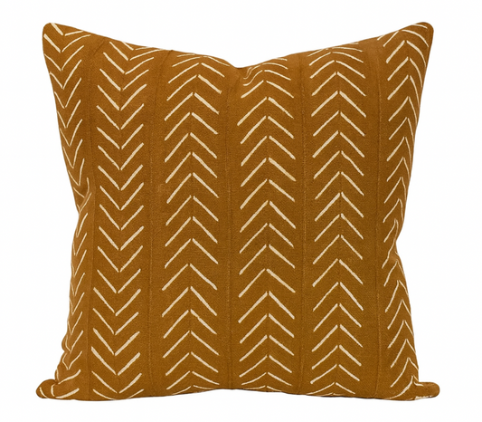 Chevron Print Mudcloth Pillow Cover in Brown