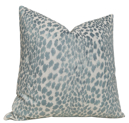 Spotted Velvet Pillow Cover in Marine