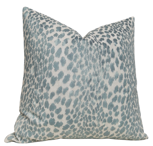 Spotted Velvet Pillow Cover in Marine
