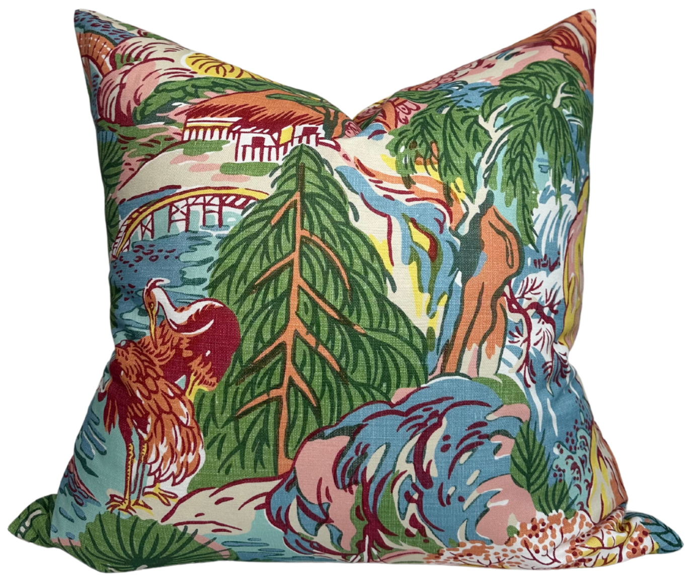 Pagoda Pillow Cover in Coral, Thibaut Pillows