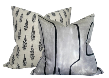 Hollyhock Pillow Cover in Jet, McLaurin + Piercy Textiles