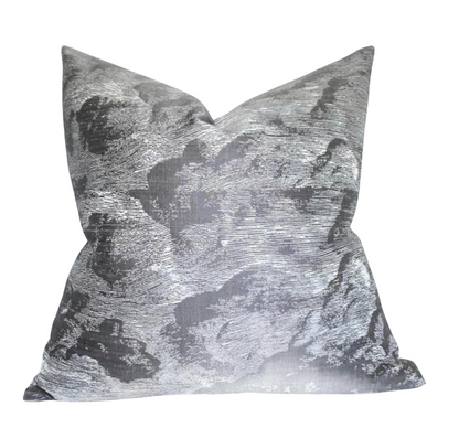 Cloud Toile Pillow Cover in Fog Grey, Schumacher Textiles