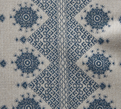 Carmania Pillow Cover in Indigo on Natural, Indoor Outdoor Pillows, Peter Dunham Textiles