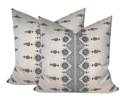 Carmania Pillow Cover in Charcoal, Indoor Outdoor Pillows, Peter Dunham Textiles