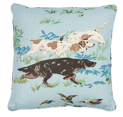 Pointers Pillow Cover in Sky Blue, Schumacher Textiles