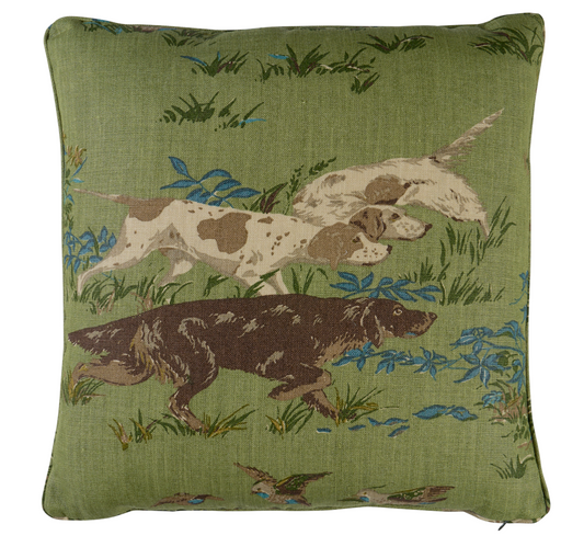 Pointers Pillow Cover in Meadow Green, Schumacher Textiles