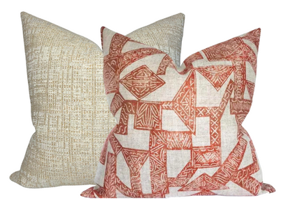 Paza Pillow Cover in Orange, Designer Pillows