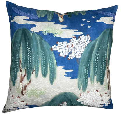 Willow Tree Pillow Cover in Navy, Thibaut Pillows