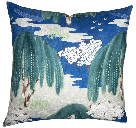 Willow Tree Pillow Cover in Navy, Thibaut Pillows