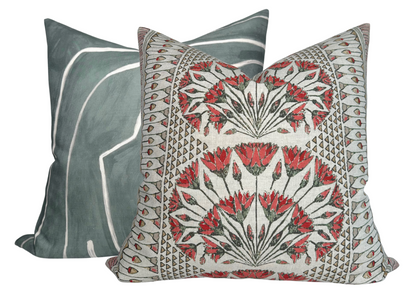 Cairo Pillow Cover in Coral, Thibaut Pillows