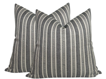 Amida Pillow Cover in Charcoal on Natural, Peter Dunham Textiles
