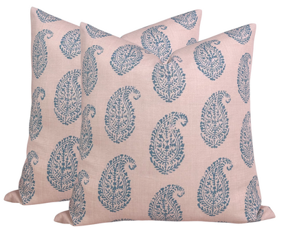 Peter Dunham Kashmir Paisley Pillow Cover in Pink + Blue