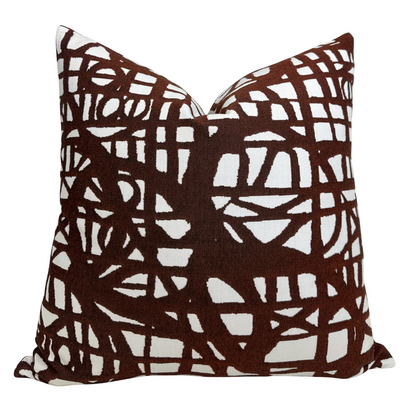 Ecriture Pillow Cover in Rust, Indoor Outdoor Pillow, Holly Hunt Textiles
