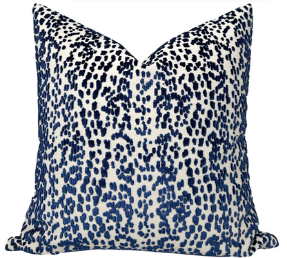 Les Touches Velvet Pillow Cover in Blue