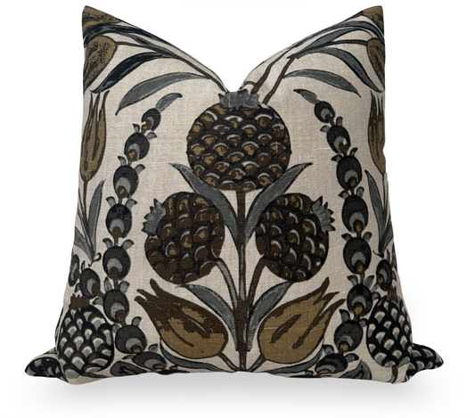 Cornelia Pillow Cover in Gold and Grey, Thibaut Pillows