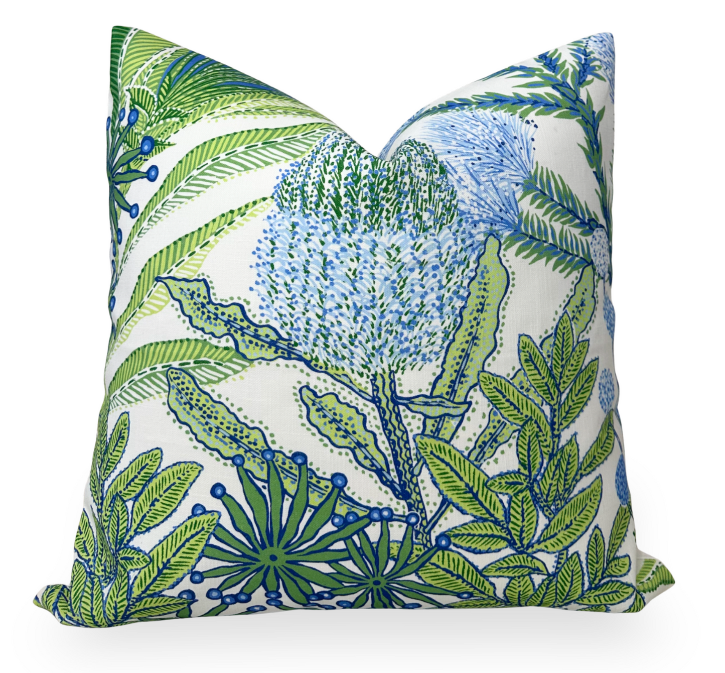 Protea Performance Pillow Cover in Blue + Green, Thibaut Pillows