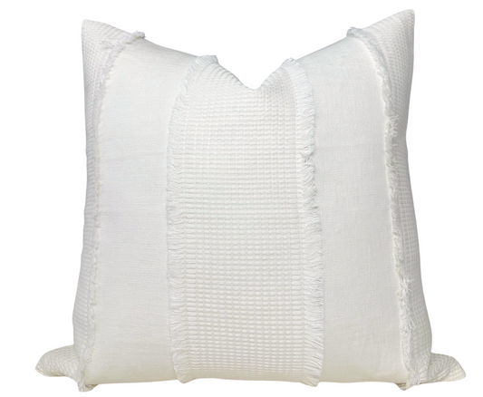 Tulum Casement Embroidered Pillow Cover in Ivory, Schumacher Textiles