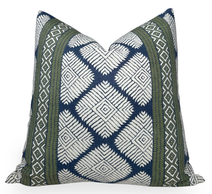 Austin Pillow Cover in Bluestone + Green, Thibaut Pillows