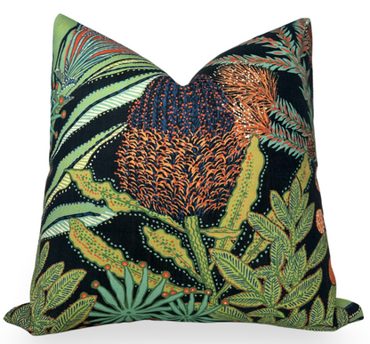 Protea Performance Pillow Cover in Black, Thibaut Pillows