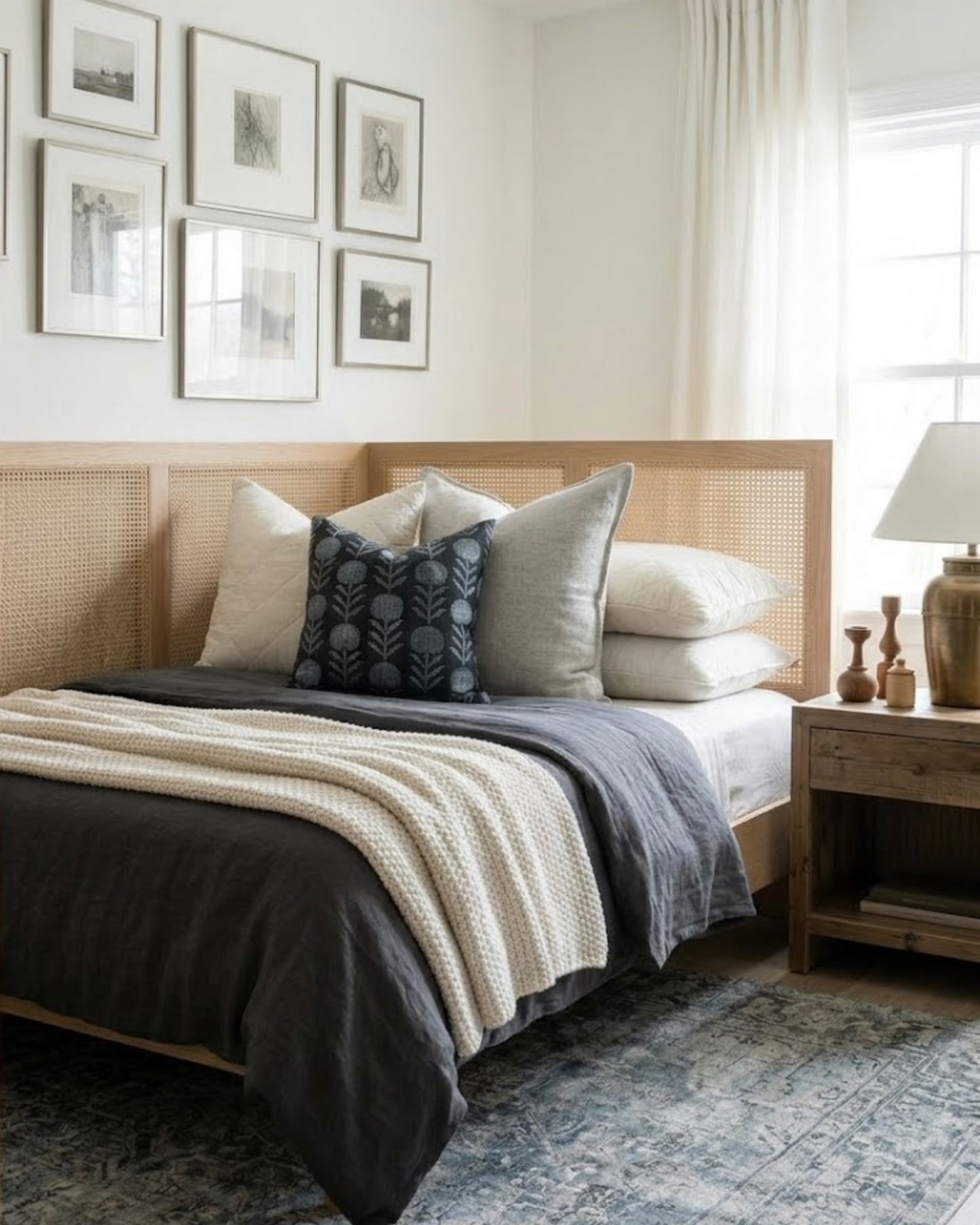 Zinnia Pillow Cover in Indigo Blue, McLaurin + Piercy Textiles
