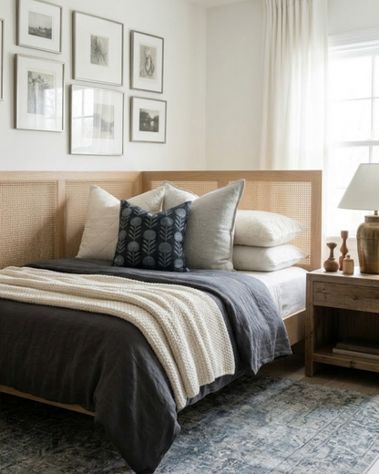 Zinnia Pillow Cover in Indigo Blue, McLaurin + Piercy Textiles