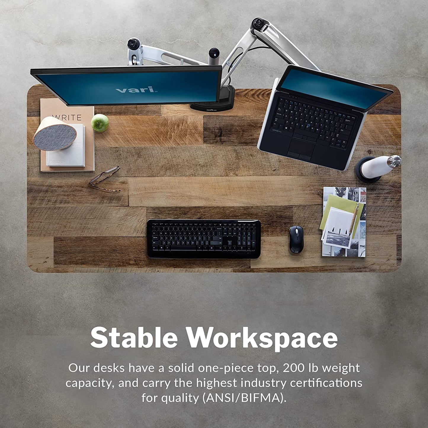 Electric Standing Desk 60" X 30" - Dual Motor Sit to Stand Desk - Push Button Memory Settings - Solid Top with Height Adjustable Steel Legs - Work or Home Office Desk - (Reclaimed Wood)