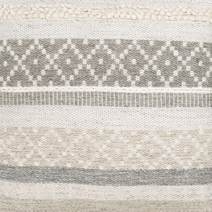 Geyser Woven White Gray Cotton Pouf - Clearance