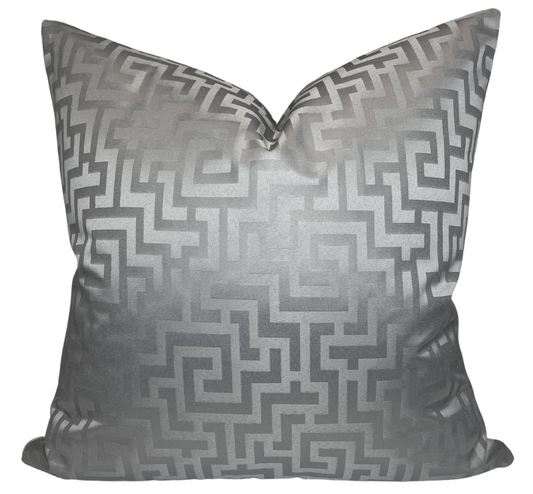 Greek Key Pillow Cover in Silver